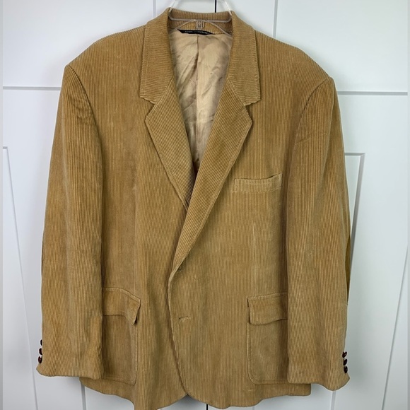 garrison park Other - Vintage Garrison Park Corduroy Blazer Mens 50 Elbow Patch Beige Teacher Academia